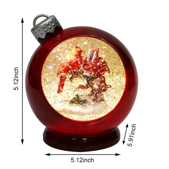 Holiday Time Red Cardinal Glitter Snow Globe ❄️ 🤶 - Picture 7 of 7